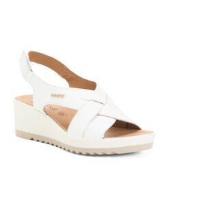 ENVAL SOFT White Made In Italy Leather Wedge Sandals
